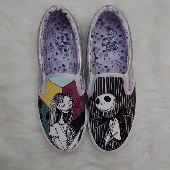 Disney Other - Disney Ground Up Nightmare Before Christmas Slip On Jack & Sally Sneakers 10